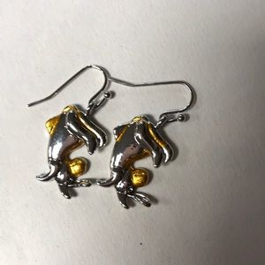 Eeyore earrings French wire silver with gold paint